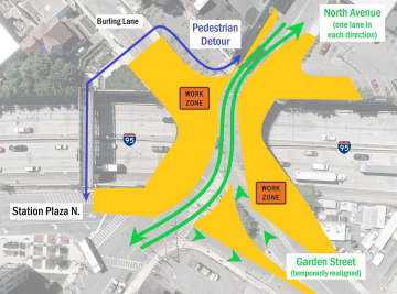 Lane closures will affect the North Avenue bridge in New Rochelle which carries traffic over I-95.