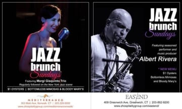 Jazz Brunch Sundays will be coming to restaurants in Greenwich and Norwalk in April.