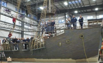 Global Scenic Services Inc. in Bridgeport built this 74-foot front half of a pirate ship for “Peter Pan Live!" which aired on NBC.