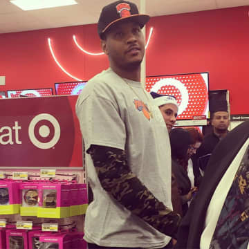 Carmelo Anthony of the Knicks at Target in Mount Kisco on Monday.