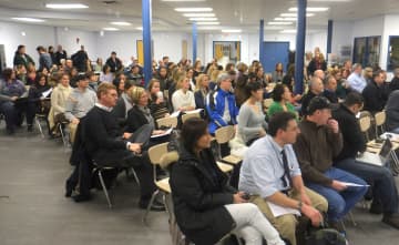 A large crowd turns out for the final vote on the closure of Lewisboro Elementary School. 