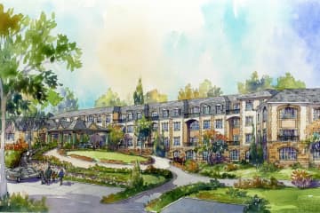 An artists rendering shows proposed luxury condos at Hampshire Country Club in Mamaroneck.