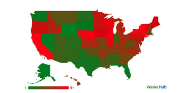 Connecticut was recently ranked the fourth worst state to live in as a taxpayer. The redder a state, the higher a tax burden. Green means a lower tax burden. 