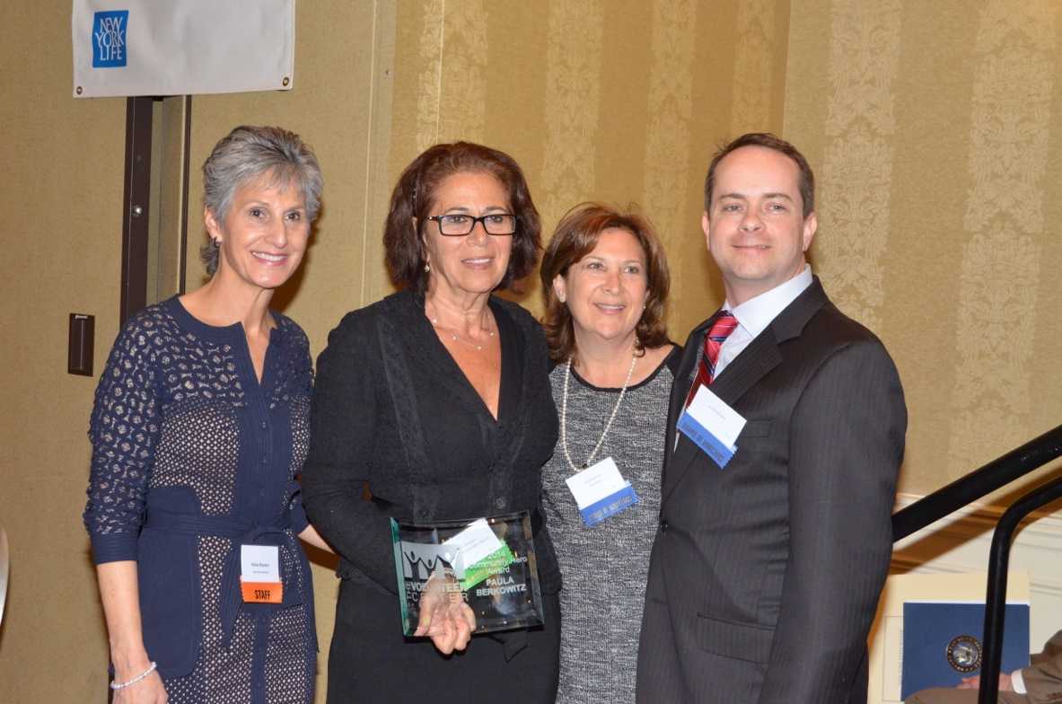 Left to right, Alisa H. Kesten, executive director of Volunteer New York!; longtime Eastchester resident Paula Berkowitz; Susan Kushner, vice chair of the benefit and Jonathan Hotz, a Volunteer New York board member.