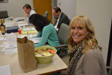 Ladle of Love owner Leslie Lampert at the May 20 New Castle Town Board work session.
