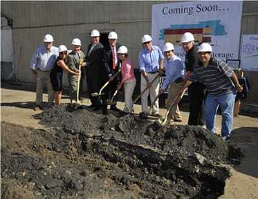 At the ground breaking for Mamaroneck Self-Storage are (from left) Chris Murphy, Kim Martelli, John Ravitz, Kevin Plunkett, Rose Silvestro,
Sean Murphy, Andres Bermudez-Hallstrom , Norman Rosenblum and Louis Santoro.