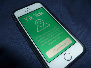 Yik Yak bears the slogan, Share your thoughts. Keep Your Privacy."