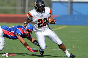 Marquez Allen-Jackson rushed for a career-high 307 yards and two touchdowns for Mamaroneck High School last week in a 34-7 win over Suffern. Mamaroneck meets Scarsdale in the Section 1 playoffs on Saturday.