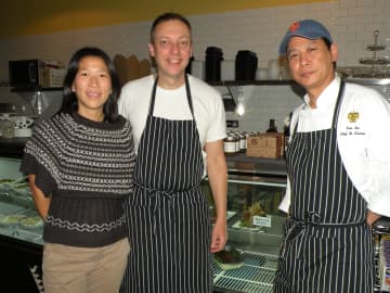 The Apiary partners, from left, Teresa Hsiao, Joerg Zehe and Kim Nee. At least eight local small businesses are banding together to stage a free home entertaining showcase on April 3, from 3:30-5:30 p.m. at Apiary in Larchment.