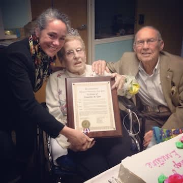 Ernestine M. Opie celebrated her 100th birthday, along with her husband, Jay Opie and Ossining Mayor Victoria Gearity