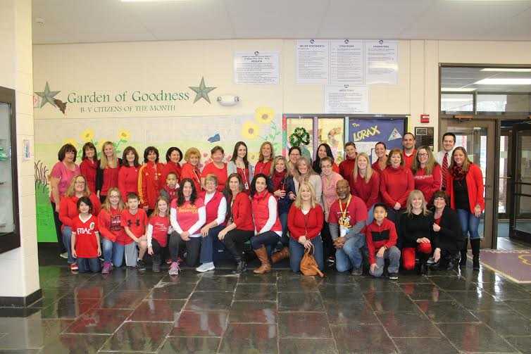 B-V faculty and staff wore red on March 20th in support of a young North Carolina boy with cancer.