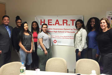The students and facilitators of HEART, a group at Brien McMahon High School in Norwalk dedicated to teaching kids about substance abuse and healthy living.