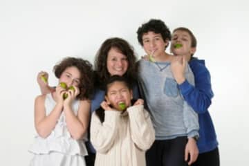 Lisa Kilion with her kids and their friends, taking a bite out of Lyme Disease.