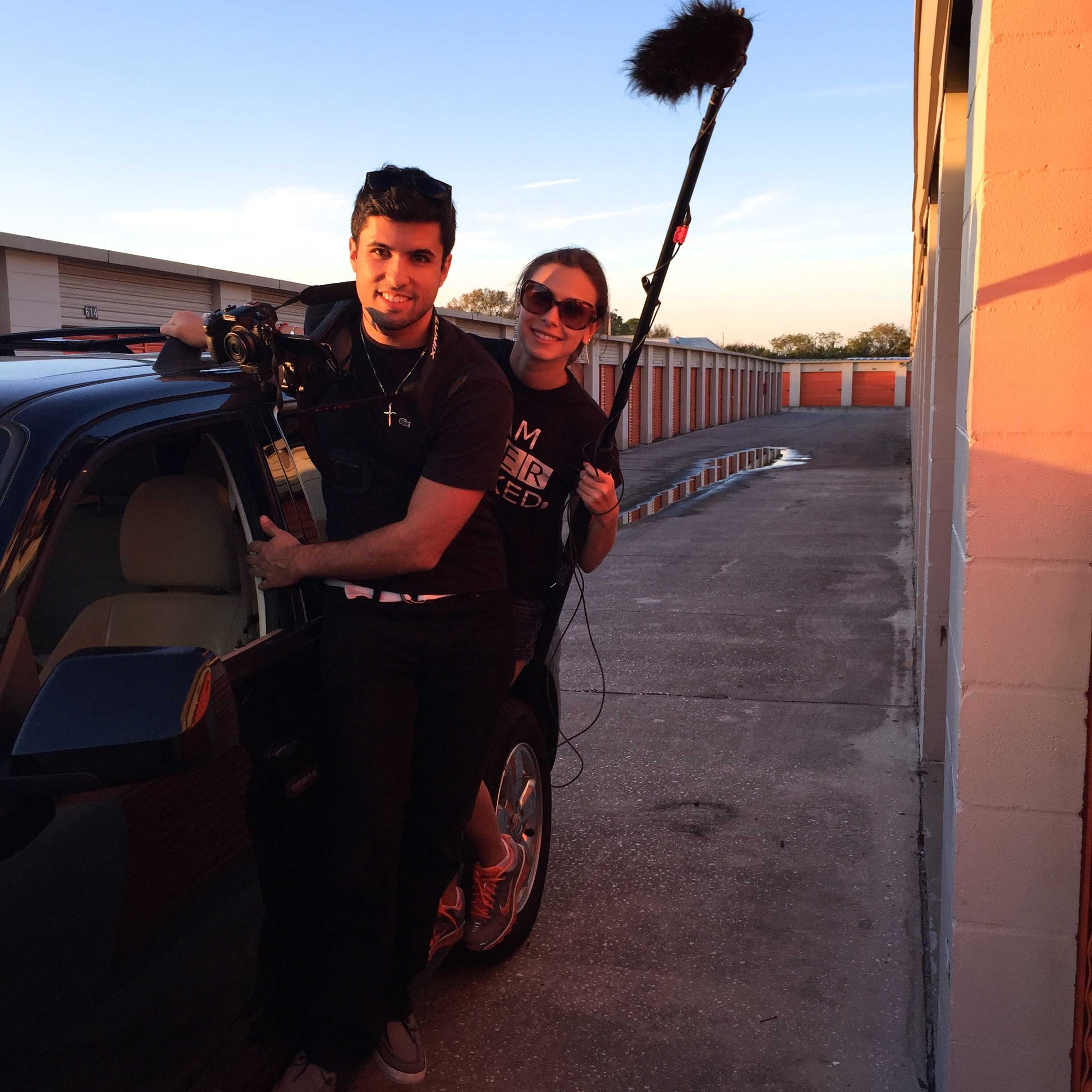 Travis Misarti of Rye and co-director Alexandra Di Giacomo on the set of their film "Tea Time."