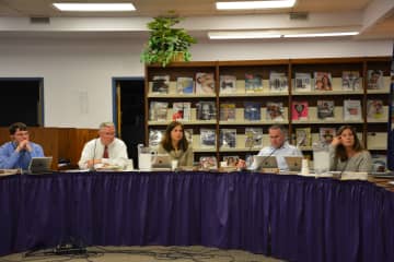 Katonah-Lewisboro school board members at their April 21 meeting.