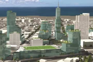 An artist's rendering of what downtown New Rochelle may look like by the end of the redevelopment. 