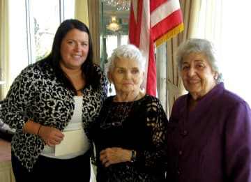 Eastchester Superintendent of Recreation\Sally Veltidi with Doris Kramer and Ann Pazzola of the Eastchester Womens Club at the Davenport Country Club.