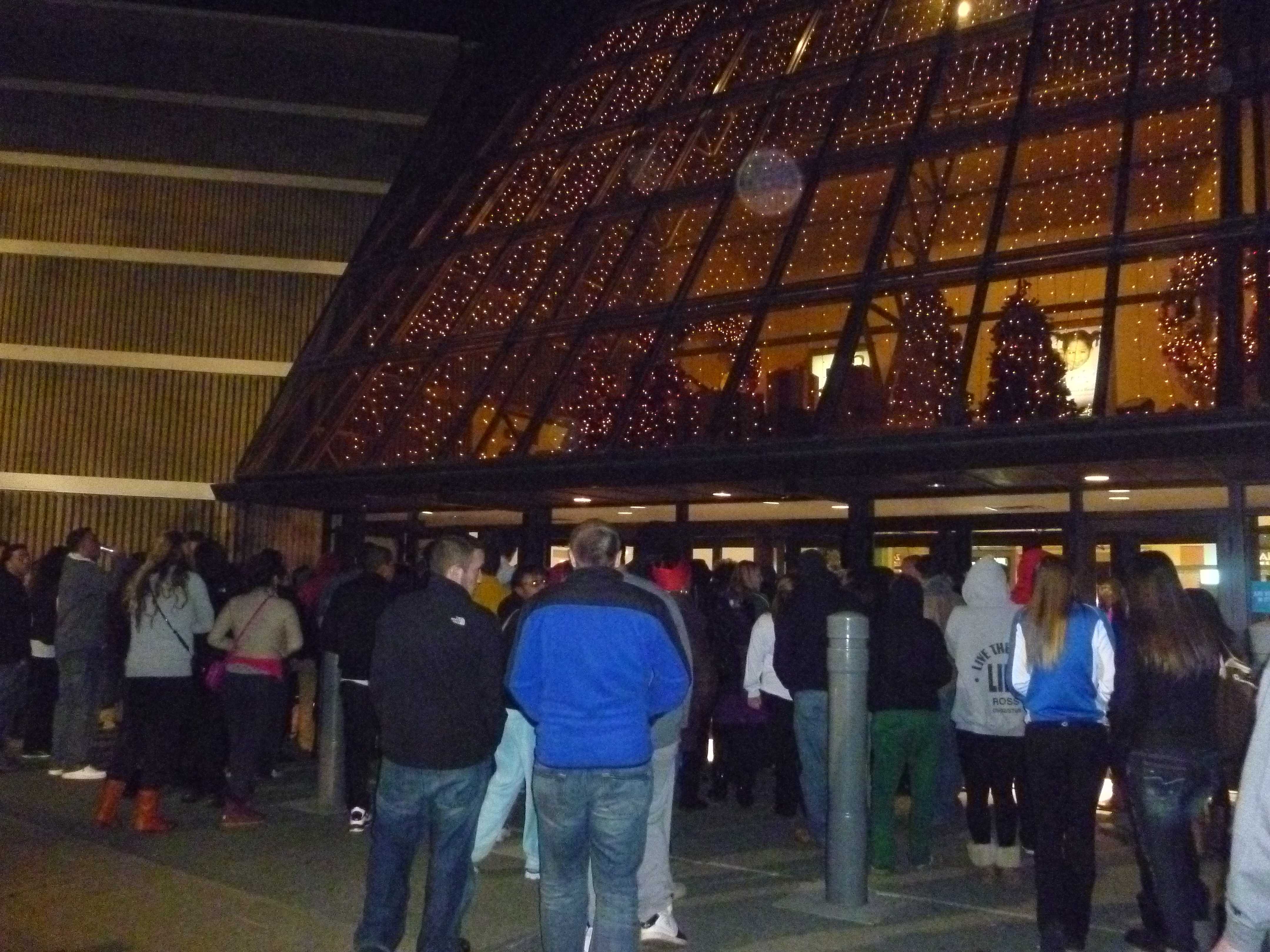 Black Friday shoppers enter the Jefferson Valley Mall at midnight in 2014.