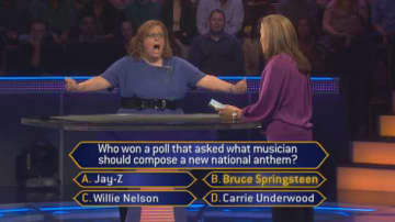 Yorktown teacher Jill Proskin answers a question during her "Who Wants to be a Millionaire?" appearance.