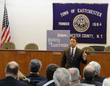 Westchester County executive Rob Astorino spoke to Eastchester, Scarsdale and Greenburgh residents on Wednesday.