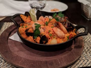 Seafood paella with saffron rice, mussels, shrimp, clams, scallops and calamari from Cafe Havana, located at 944 W. Jericho Turnpike in Smithtown.
