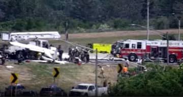 The scene of the plane crash on the PA Turnpike.