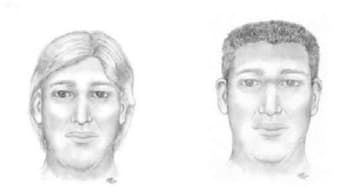 Facial reconstruction images of the possible appearance of a man whose skeletal remains were found off Route 22 in Amenia.