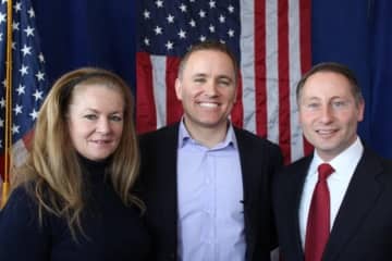 Phil Oliva, center, is pictured with Westchester County Executive Rob Astorino, right, and Putnam County Executive MaryEllen Odell. Oliva is running for the Republican nomination in the 18th Congressional District.