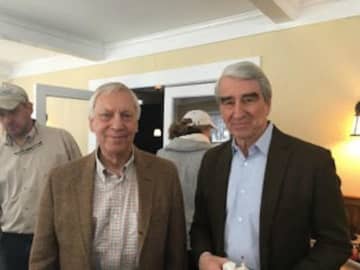 Dr. Sigurd Ackerman, president and medical director of Silver Hill Hospital,with actor Sam Waterston, host of "Visionaries."