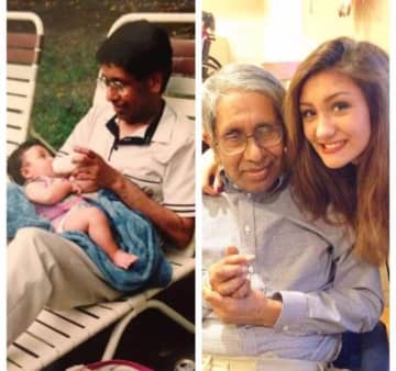 Emma Bose with her father Samir through the years.