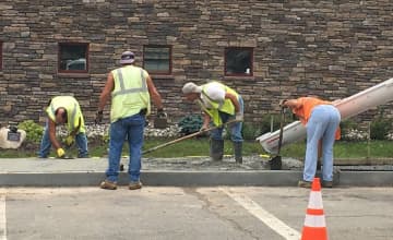 A new sidewalk was installed earlier this month at the Haworth Municipal Library.