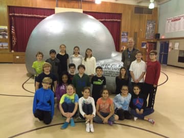 Students at Brookside studied the skies in an inflatable planetarium.