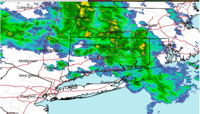 A radar image of the region at about 6:30 p.m. Sunday, April 28.
  

