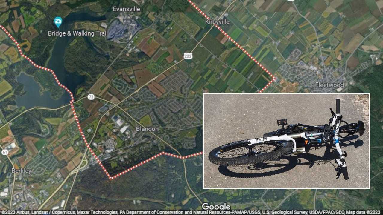 Route 222 in Maidencreek Twp., Berks County; a bicycle.